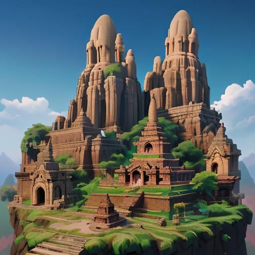 Bagan Monks Observe Marketplace in 3D Anime Style