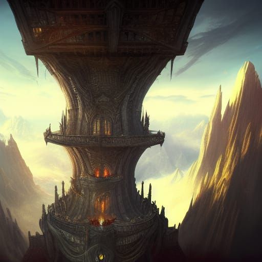 Upside Down Wizard's Tower Fantasy Concept Art