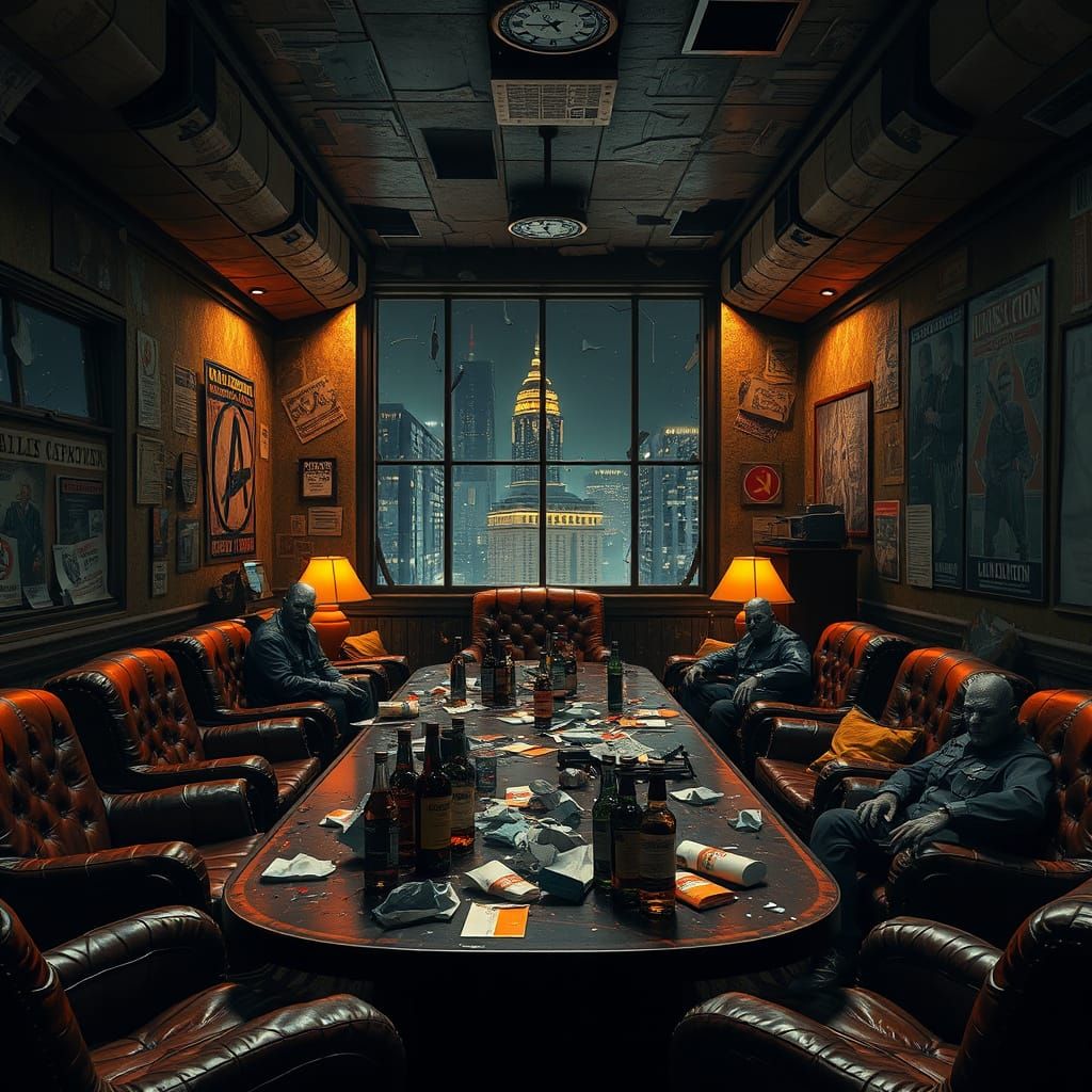 Anarchist Propaganda in a Decaying Conference Room