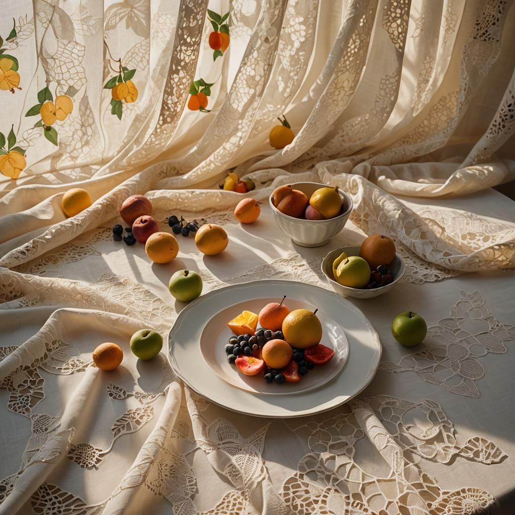 Still Life with Exotic Fruit in Impressionist Style