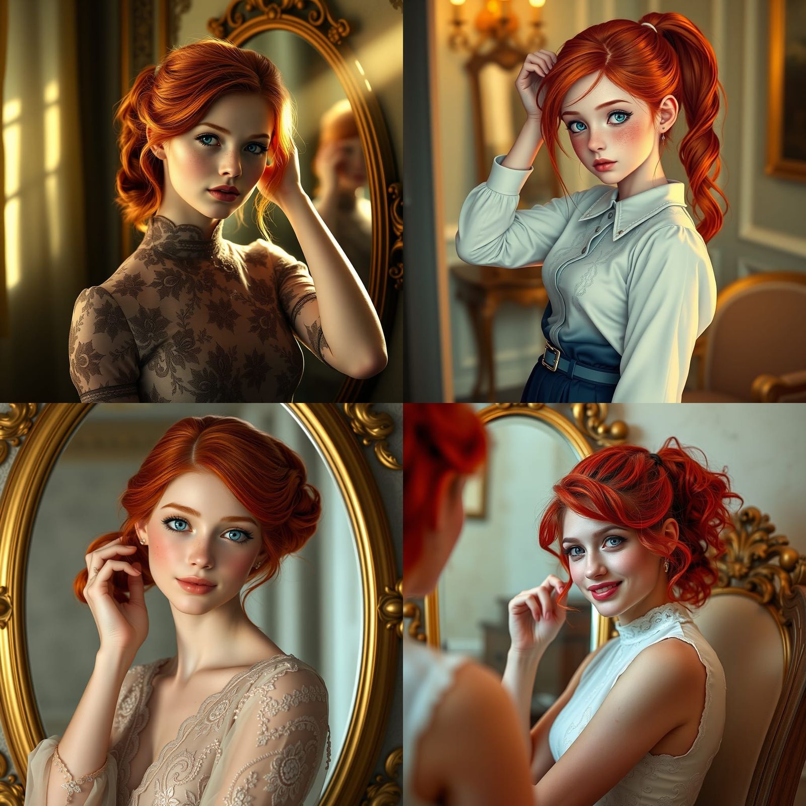 Red-Haired Girl's Portrait with Dynamic Lighting