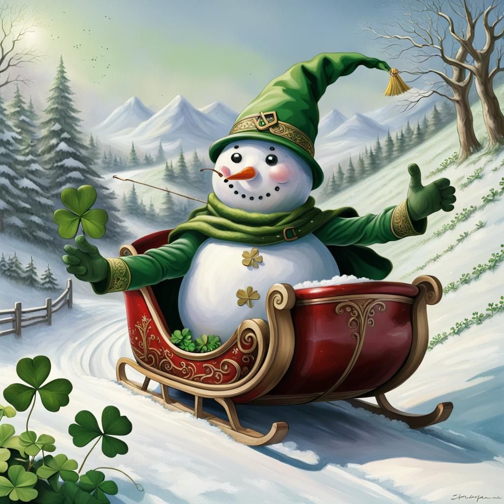 Irish Elven Snowman Sledding Adventure