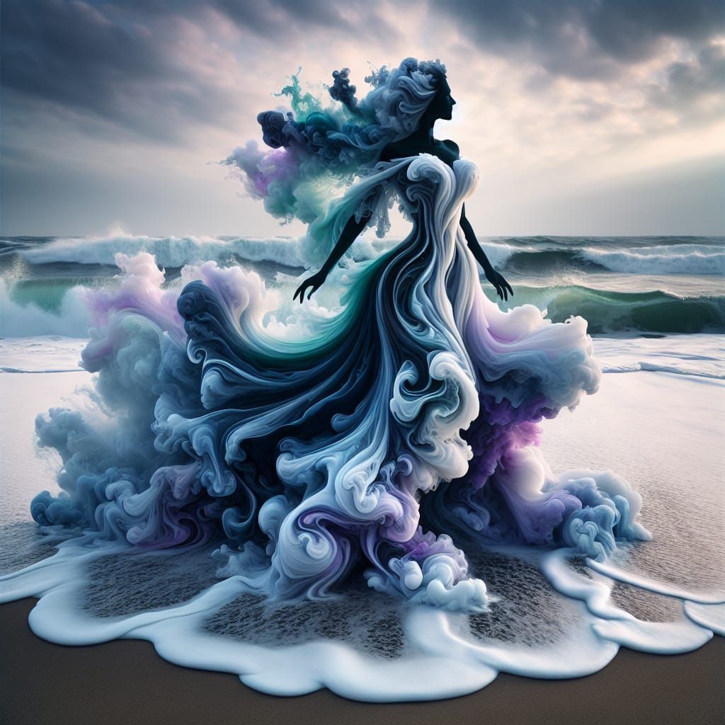 Ethereal Ocean Woman: A Fluid Art Sculpture