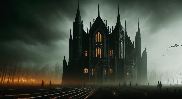 Dracula's Futuristic Castle: A Cinematic Dark Fantasy