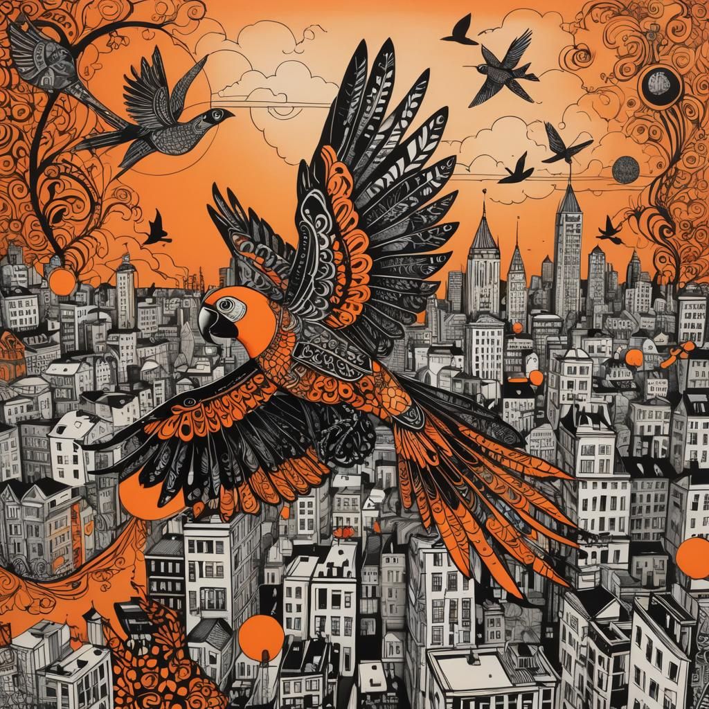 Nice  Parrot flying above the city