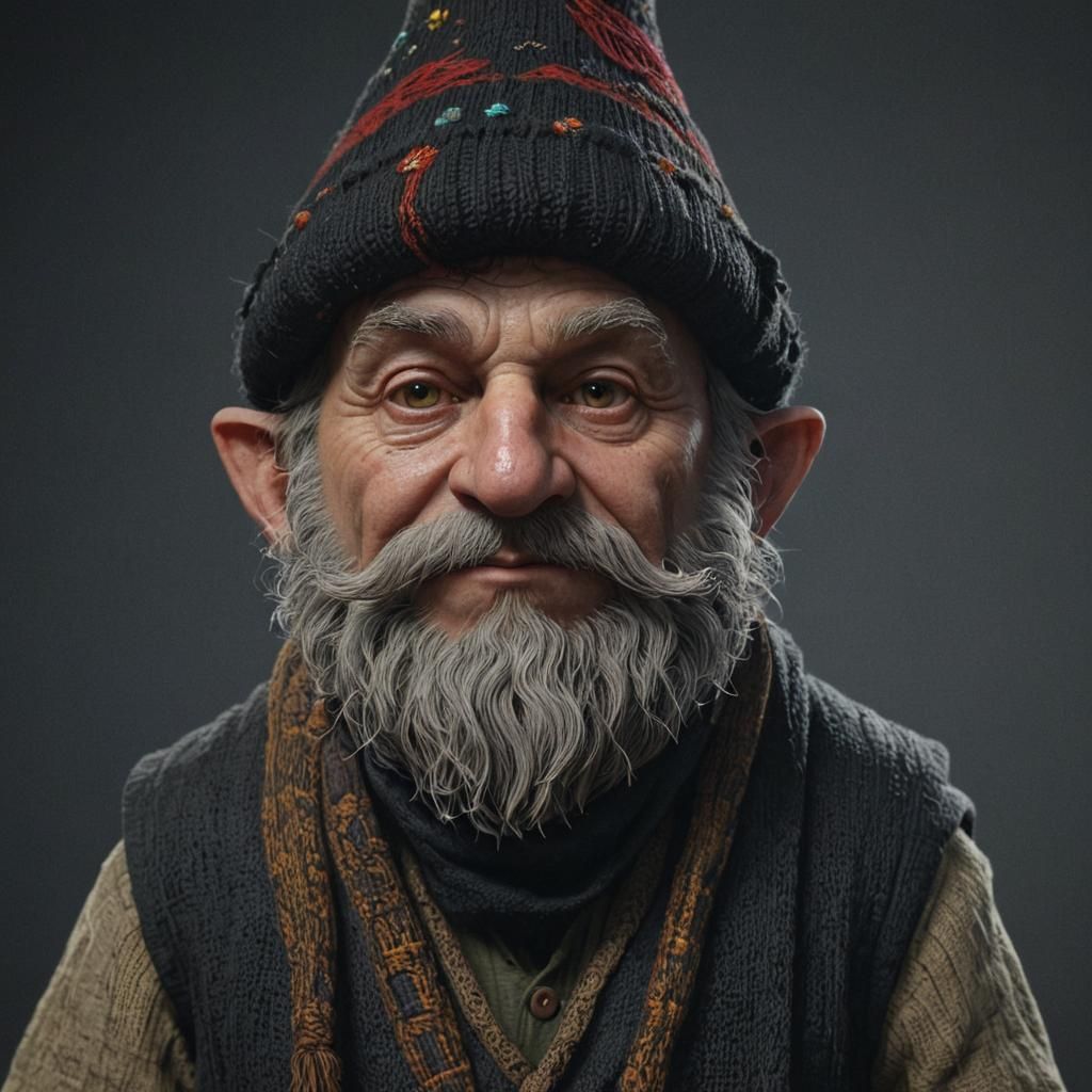 Gnome Illusionist Portrait in Style of Doré and Dürer