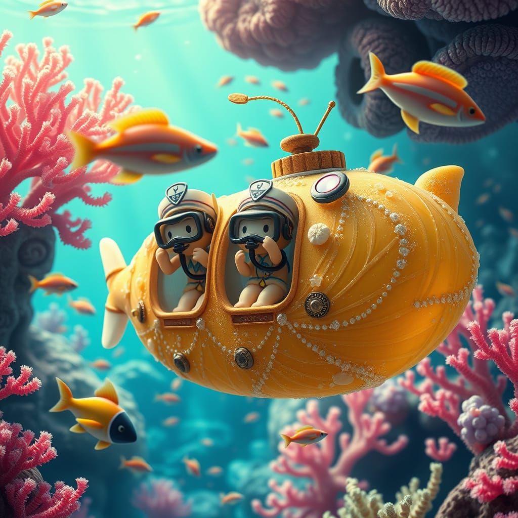 Fantastical Coral Reef Explorers in Honey Submarine