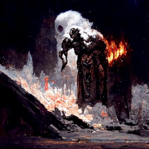 Infernal Hellfire Scene in Gothic Horror Style