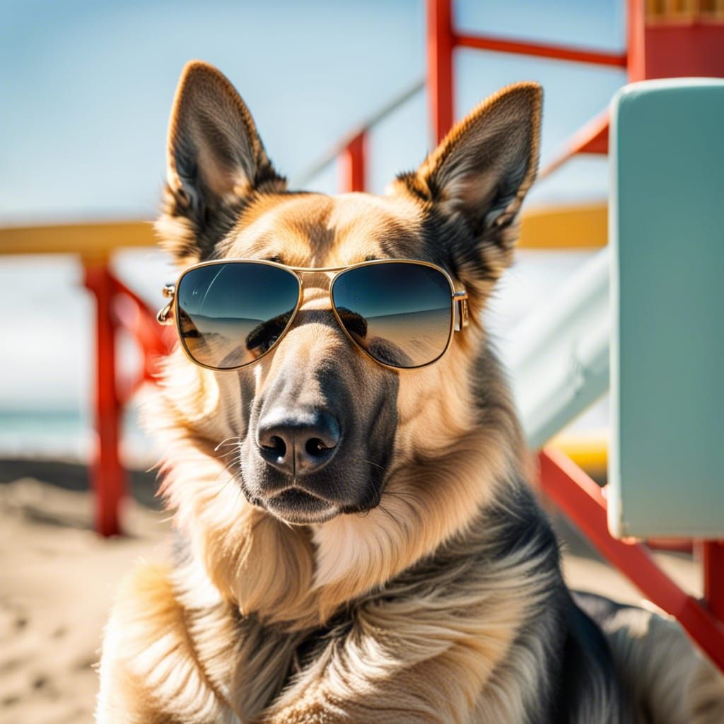 German Shepherd Dog on Malibu Beach