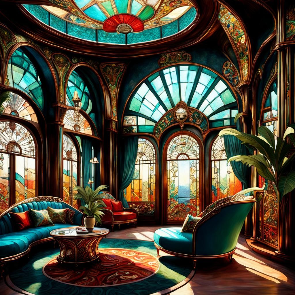 Art Nouveau Interior with Ornate Details