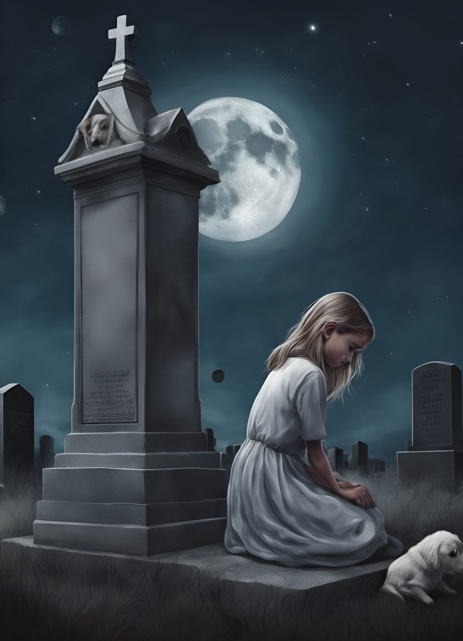 Grief and Comfort: Girl and Ghost Puppy