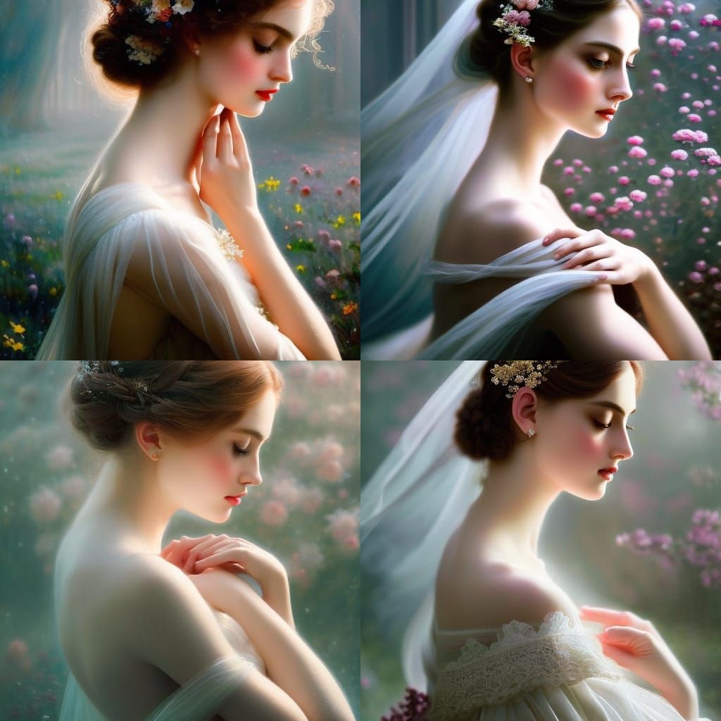 Victorian Girl with Halo Effect in Rococo Style