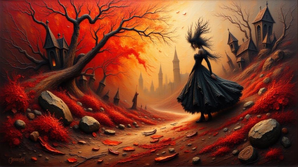 Fiery Red Fantasy Art in Rutkowski Style