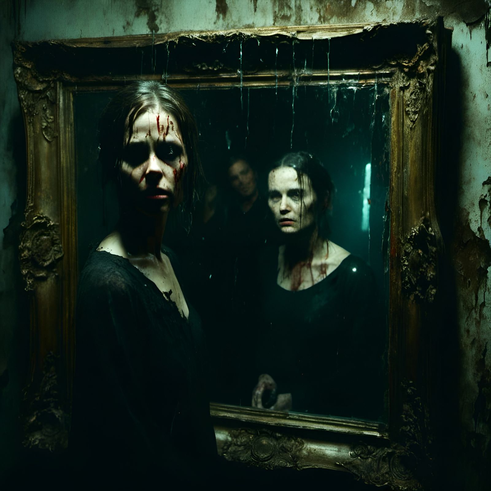 Macabre Family Portrait in Psychological Horror Style