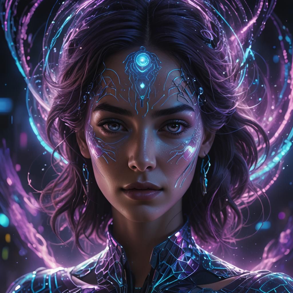 Moody Futuristic Hologram Glows with Vivid Neon Light