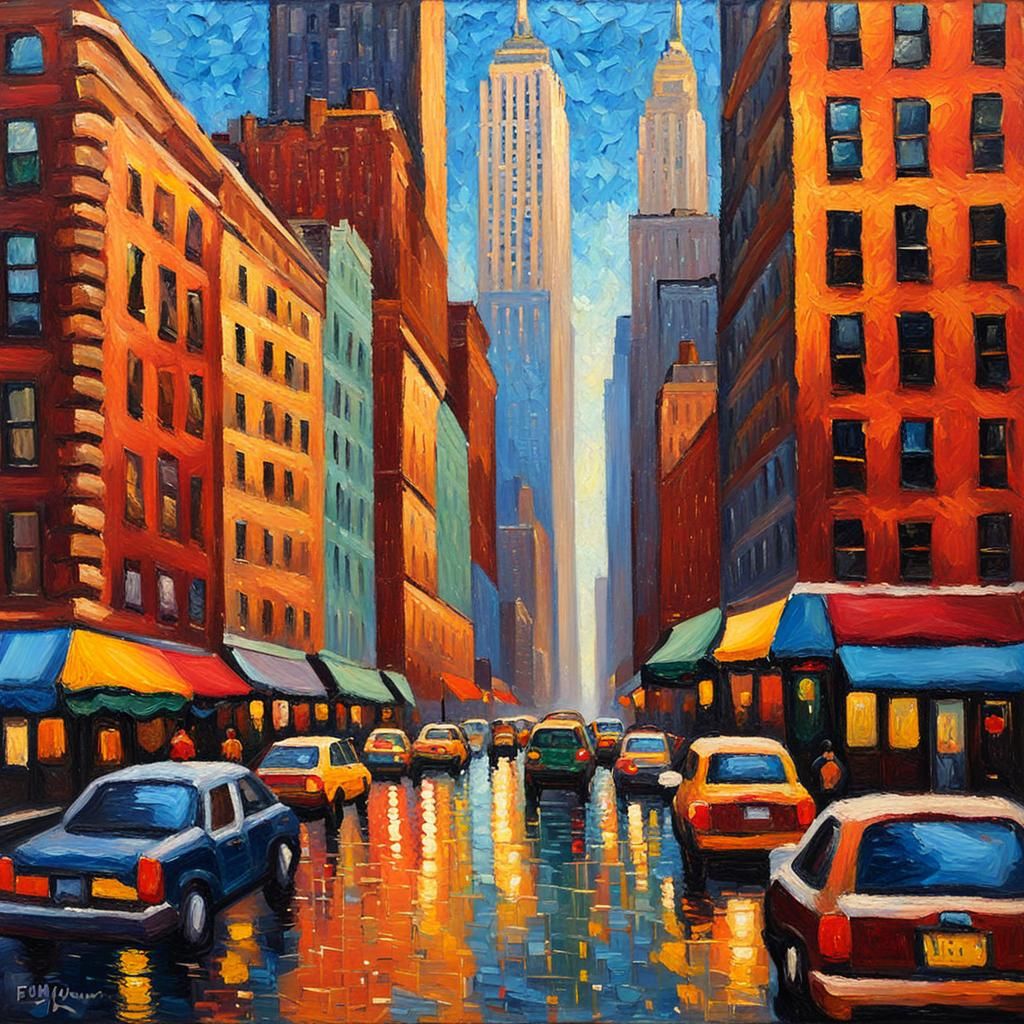 Expressionist New York City Oil Painting