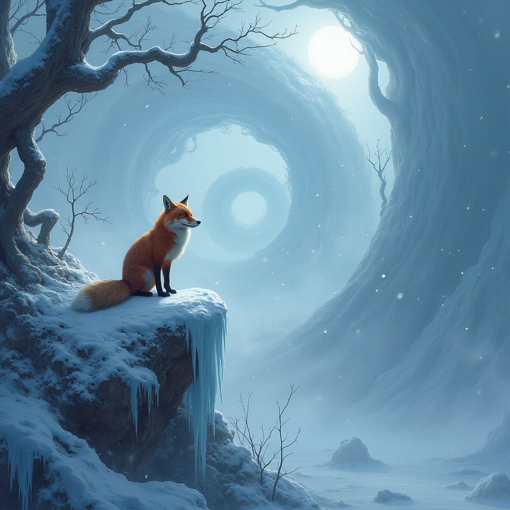 Majestic Red Fox Stands Firm in Blazing Blizzard