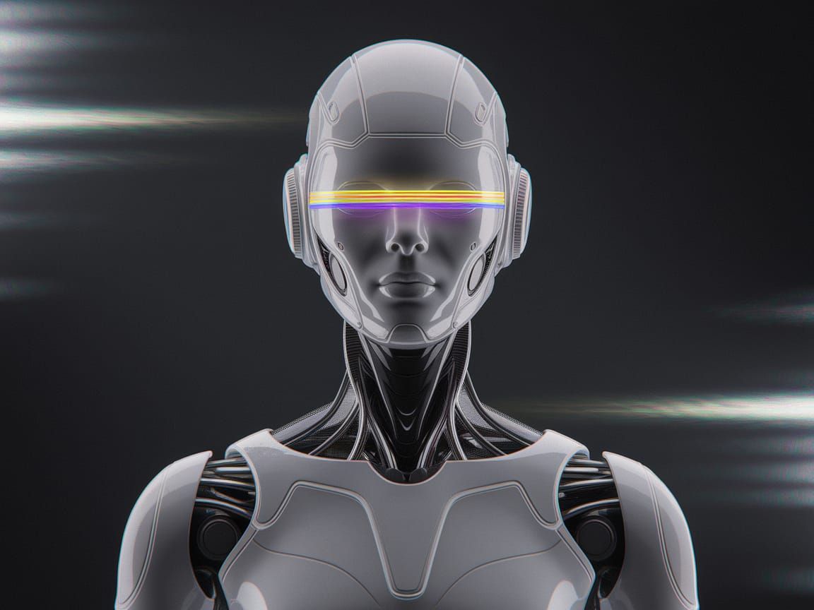 Cyberpunk Robot in Neon Hues