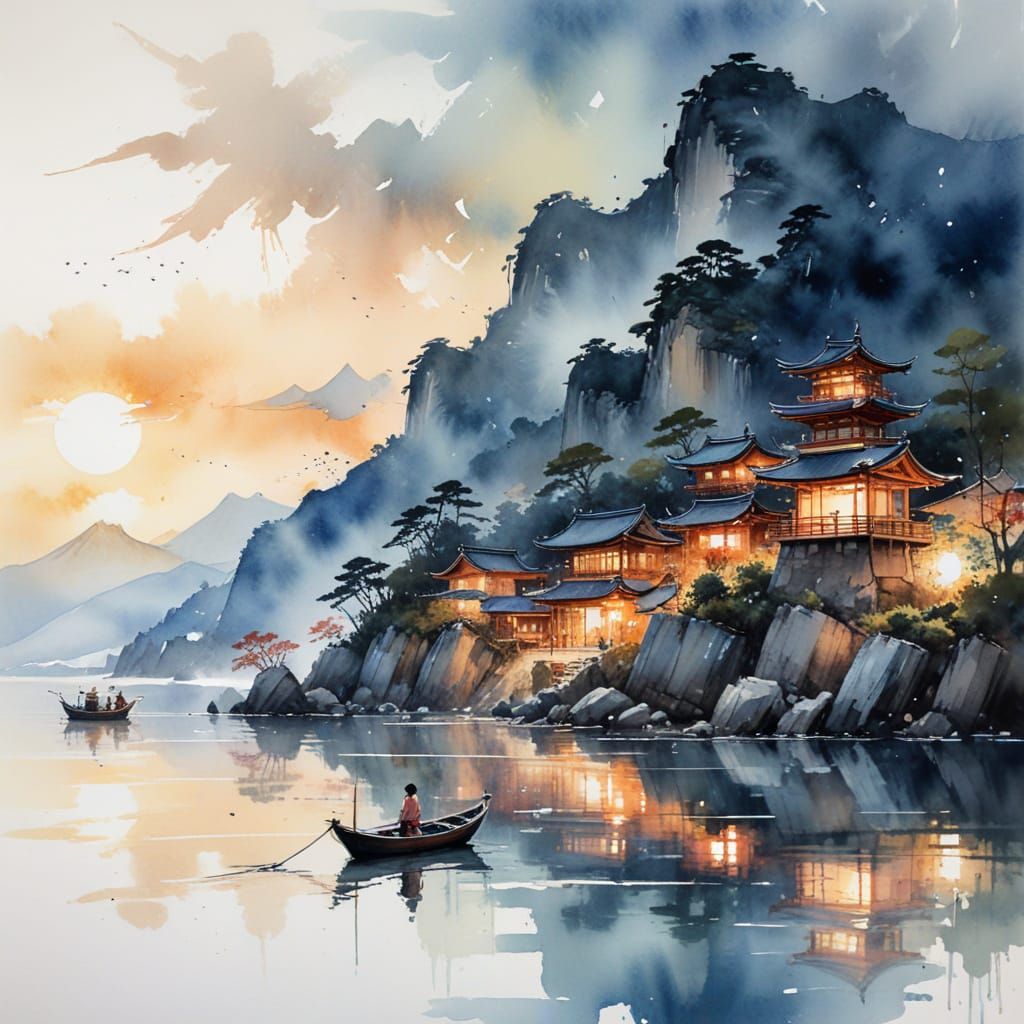 Ancient Lake Biwa at Dawn: A Serene Japanese Treasure