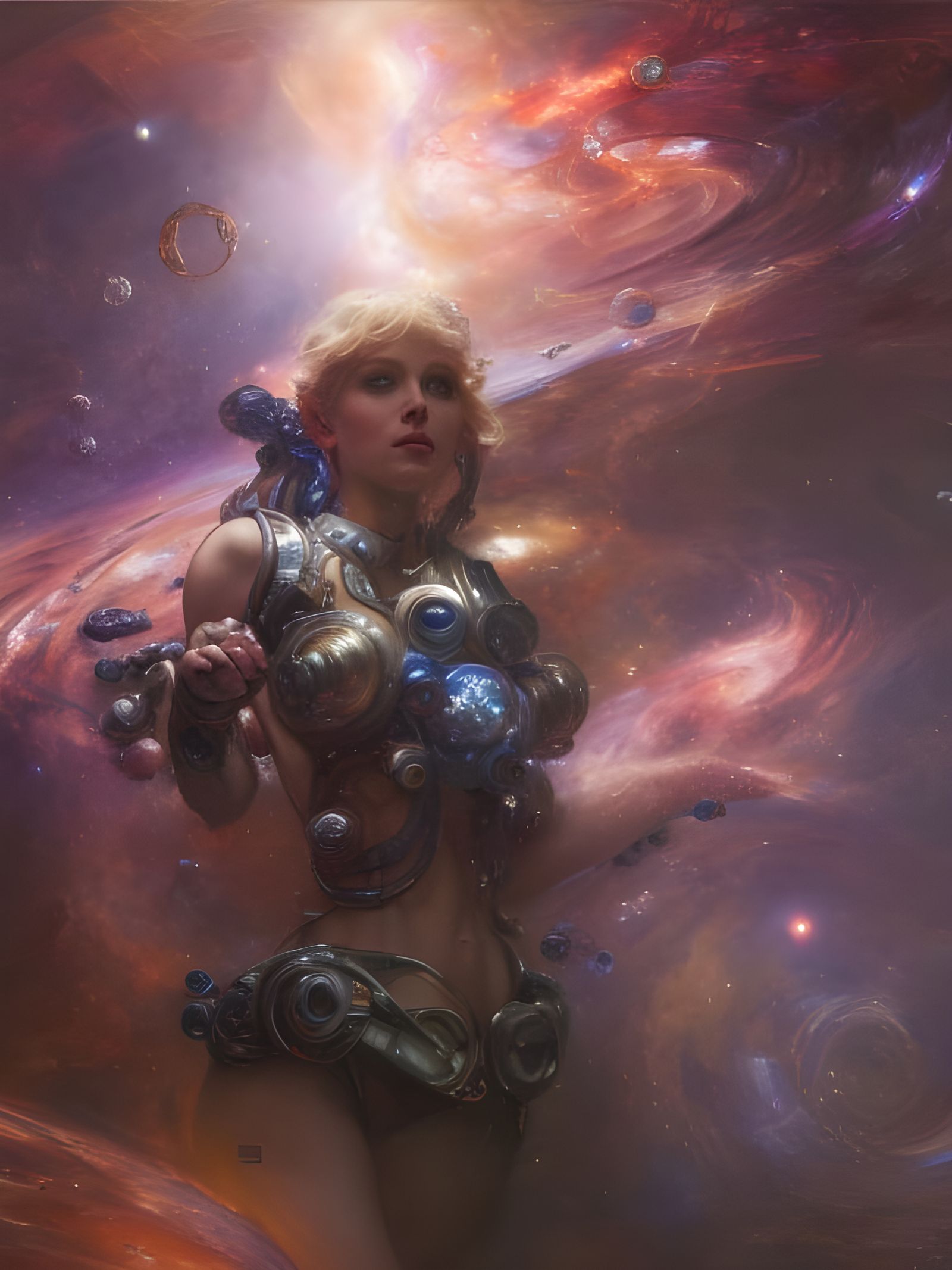 Intricate Galactic Space Station: A Photorealistic Oil Paint...