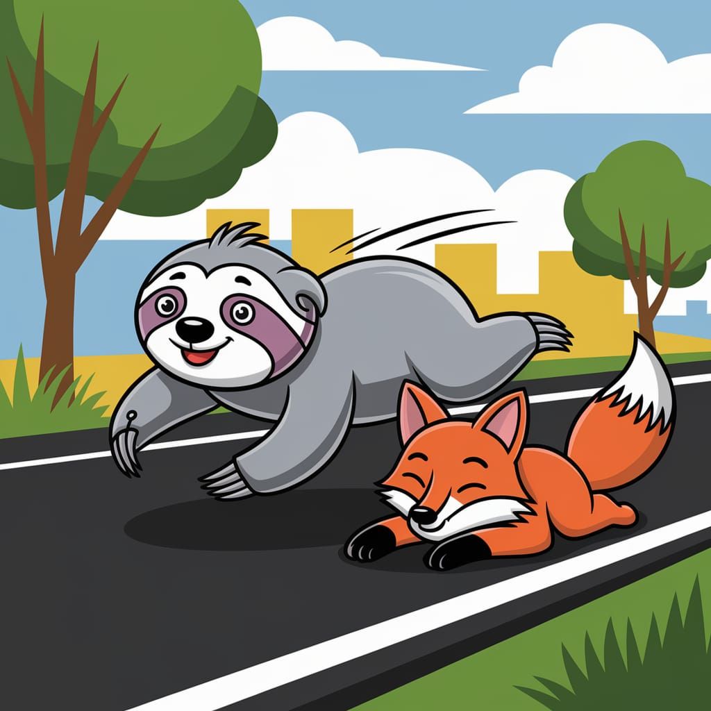 Sloth Speeds Past a Relaxed Fox in a Thrilling Overtaking Sc...