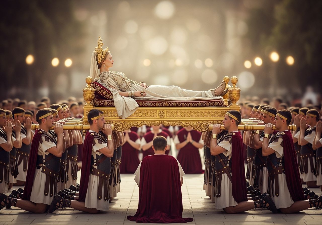 Roman Empress Parade on Gold Litter