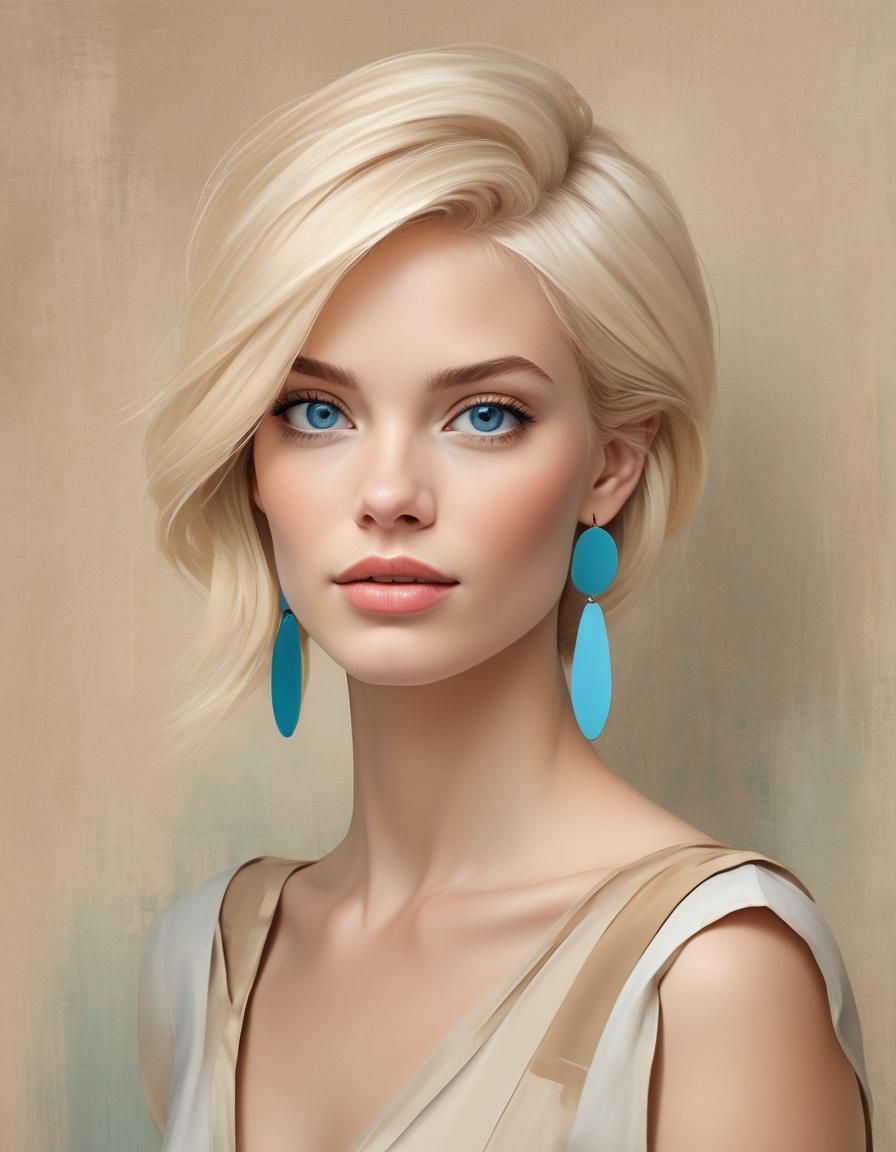 Elegant Woman with Blue Eyes Portrait