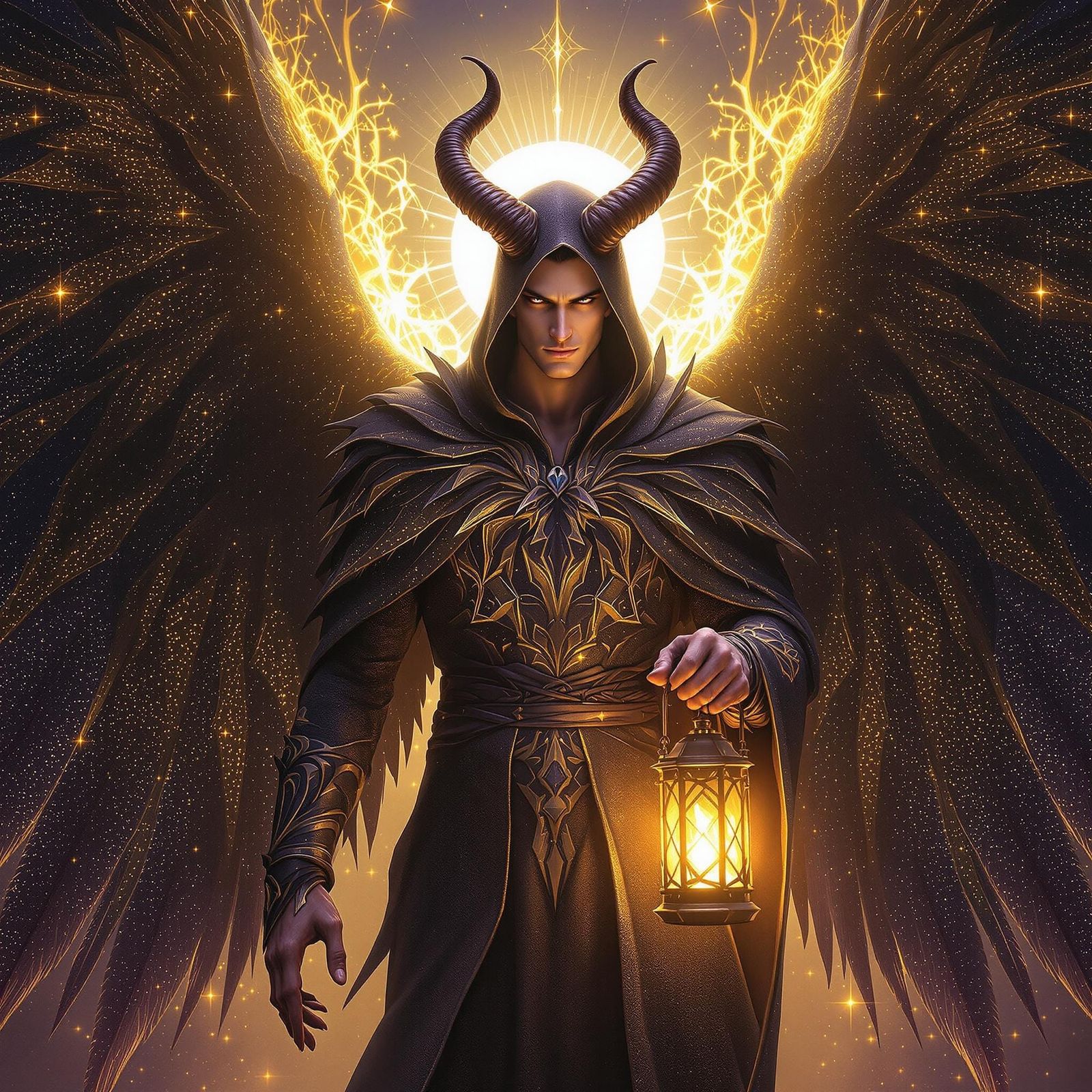 Majestic Angelic Figure with Dragon Wings, Radiating Love an...