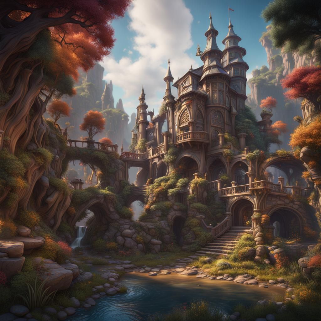 Fantastical Matte Painting in Deep Color, 8K