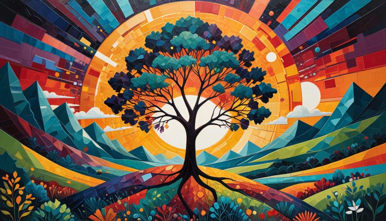 Geometric Sunrise: Healing and Rebirth in Abstract Art