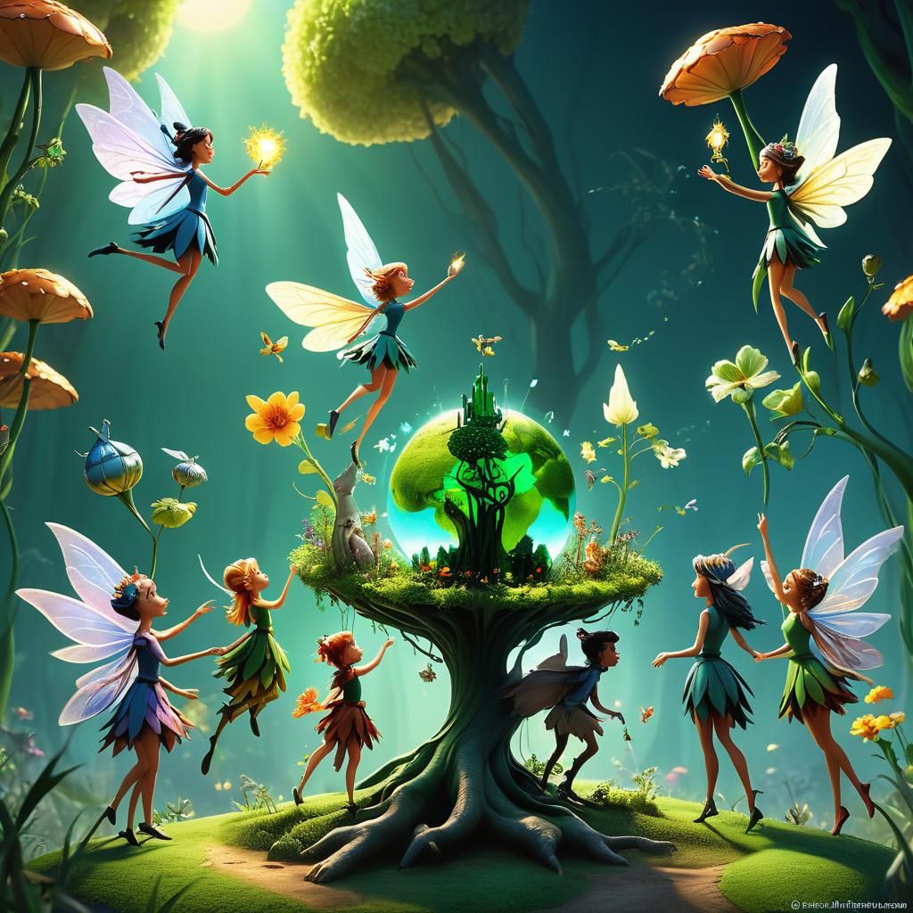 Fairies Meeting to Defend Against Global Warming in 3D
