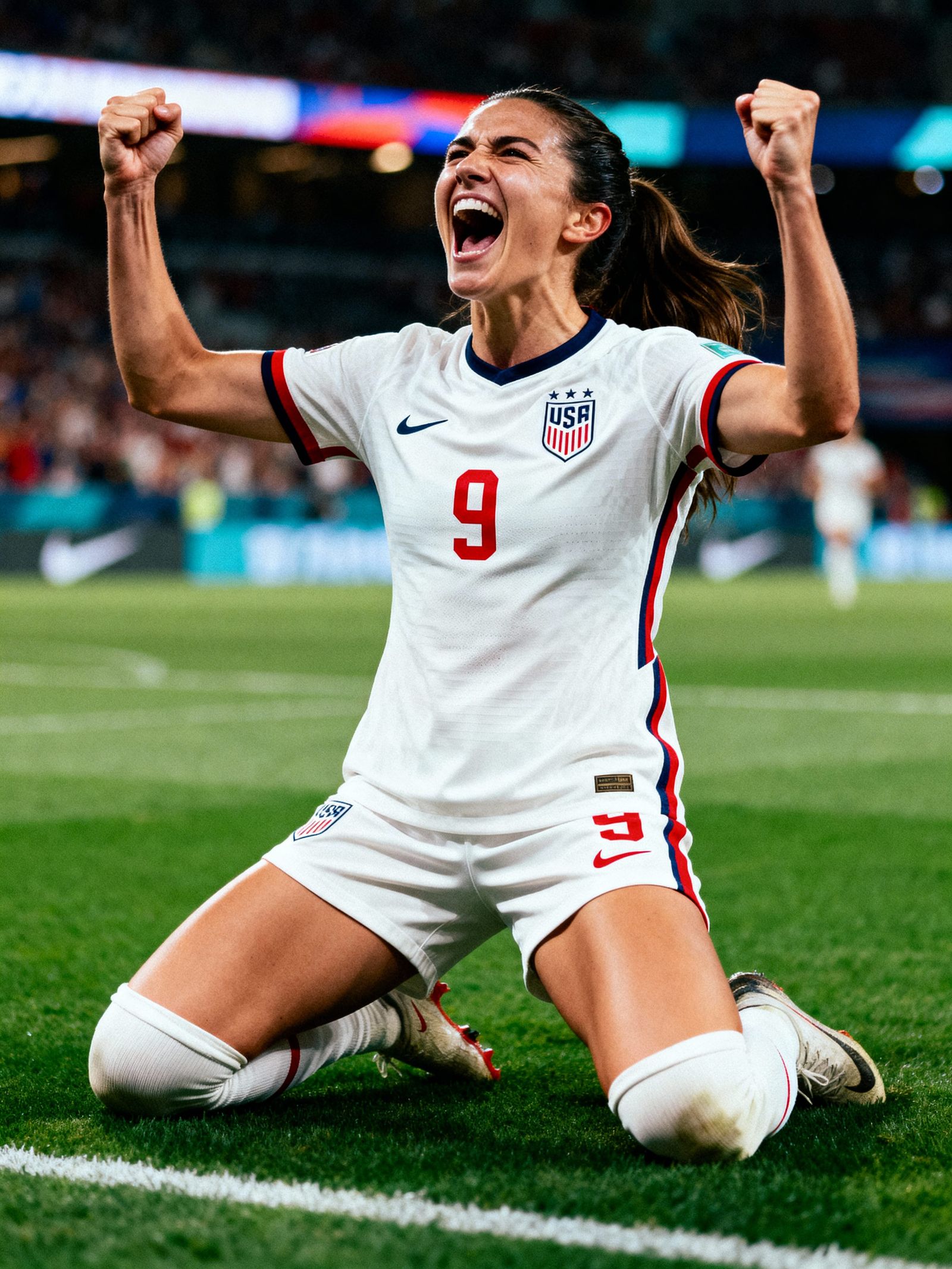 Triumphant Soccer Player Celebrates Victory on Field