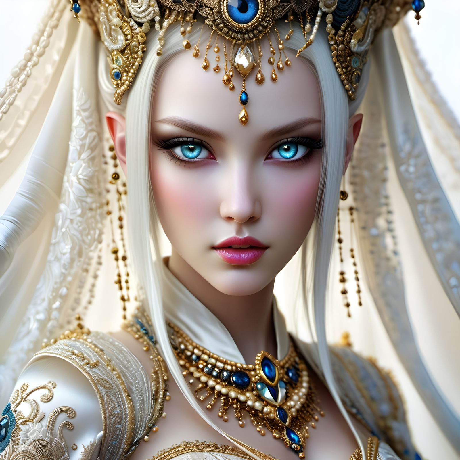 Dark Mystery Goddess Portrait in Hyperdetailed Style