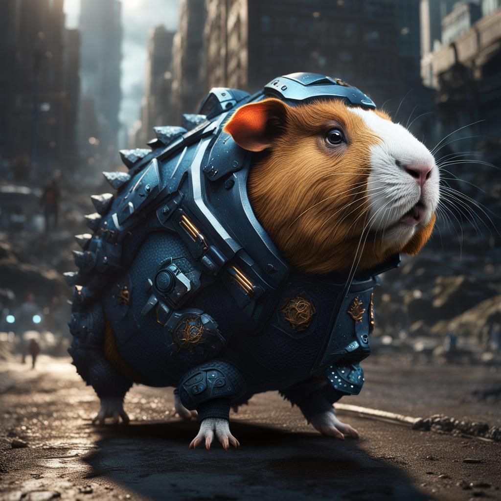Guinea Pig in Godzilla Suit: Detailed Matte Painting