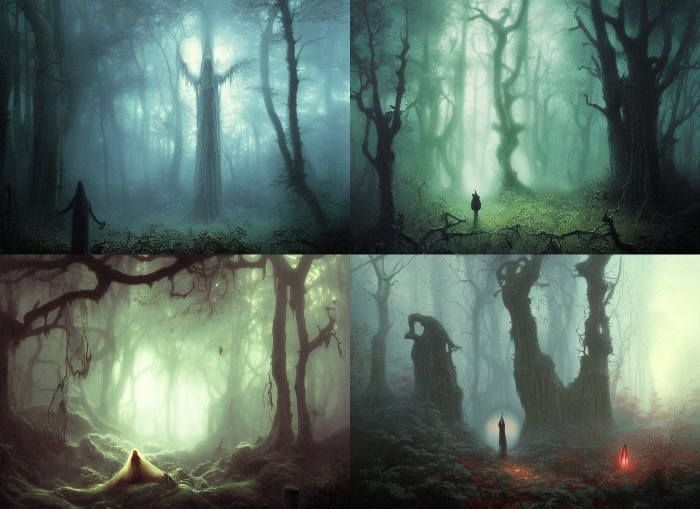 Mystical Portal in Sinister Woods: Ethereal Fantasy Art