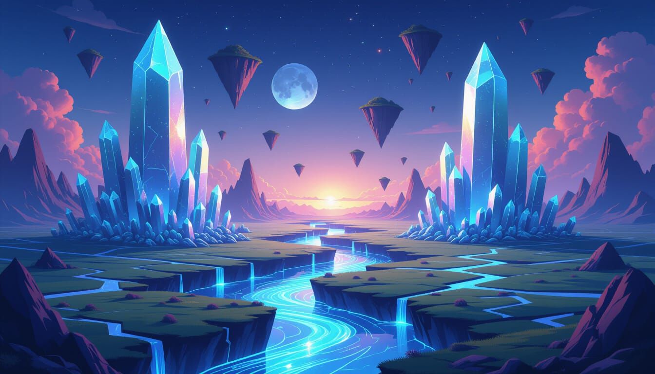 Surreal Crystalline Trees and Rivers of Light