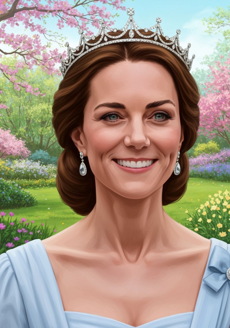 Princess Kate in Lover's Knot Tiara, Spring Garden Portrait