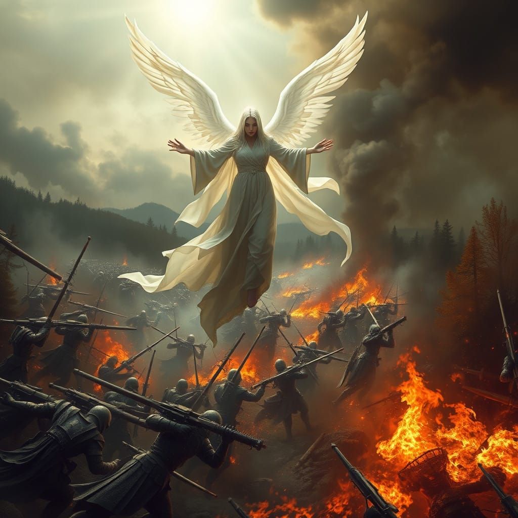 Ethereal Goddess of Peace Amidst Chaos