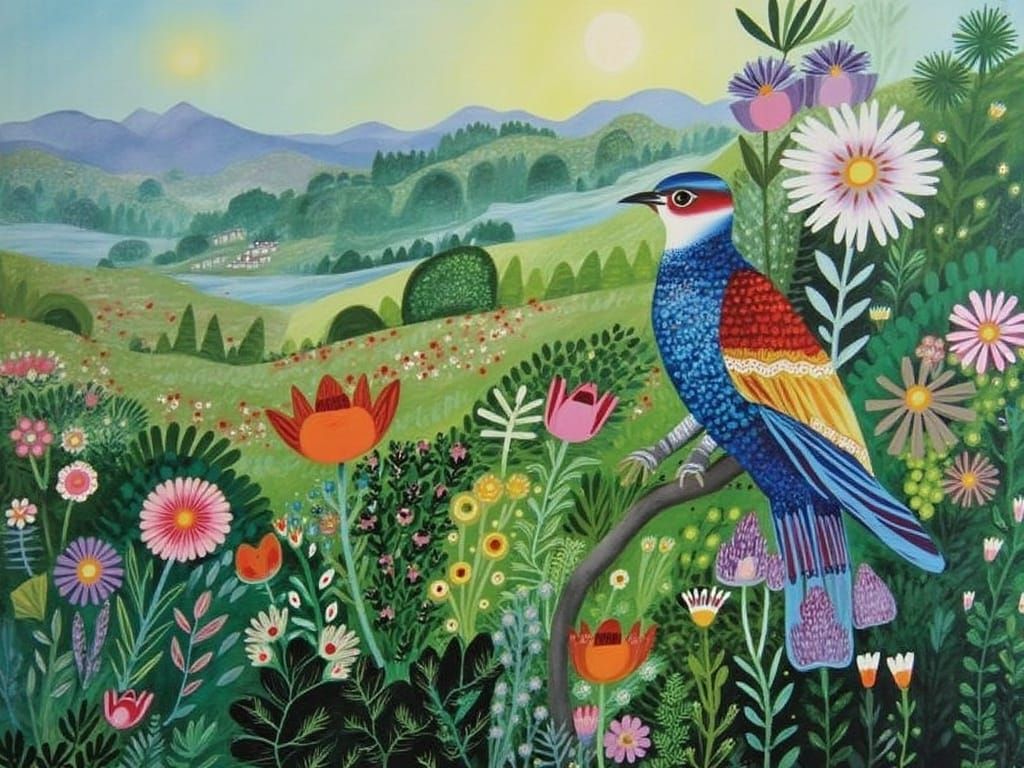 Whimsical Summer Landscape in Impressionist Style