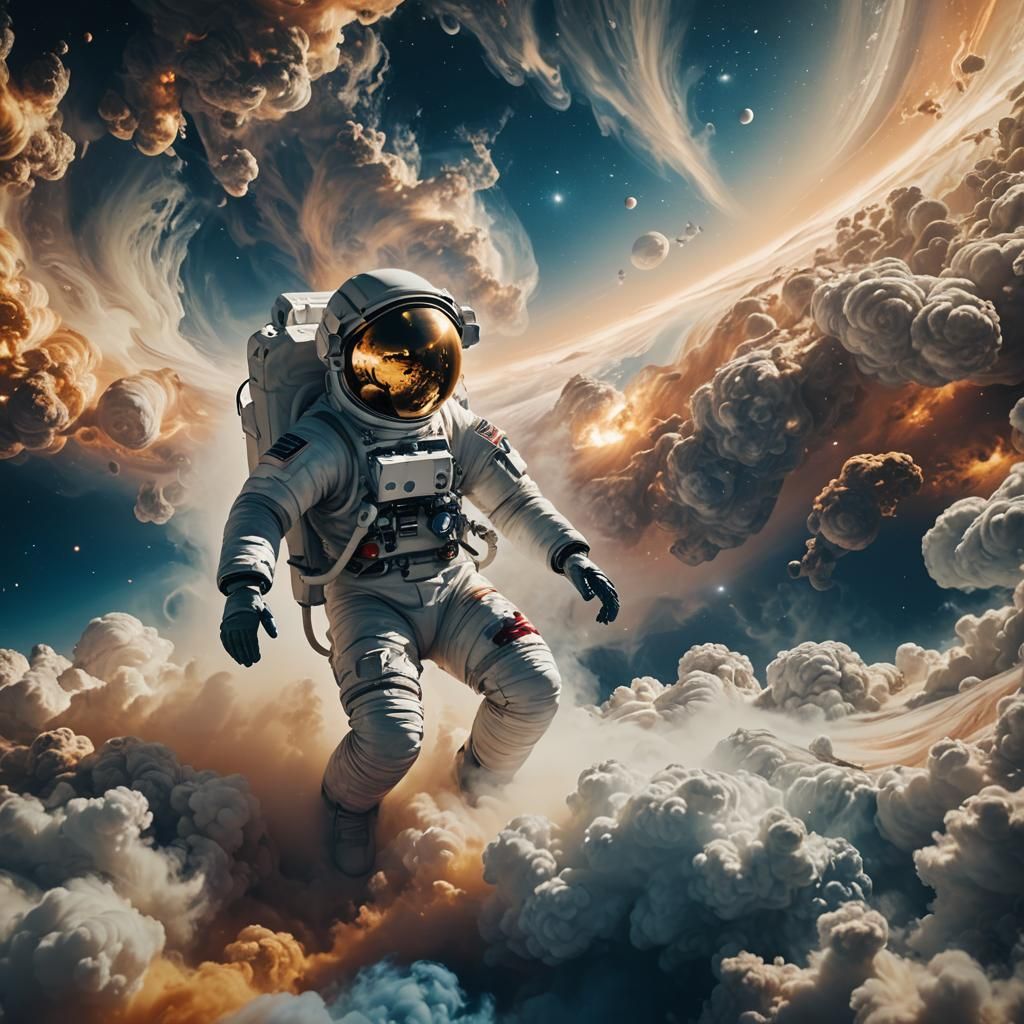 Astronaut Lost in Jupiter's Atmosphere: Cinematic Still