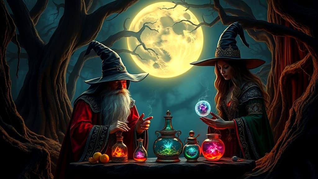 Mystical Wizardry in a Radiant Forest Glade