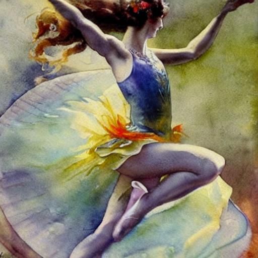Abstract Watercolor Dancer in Toulmouche Style