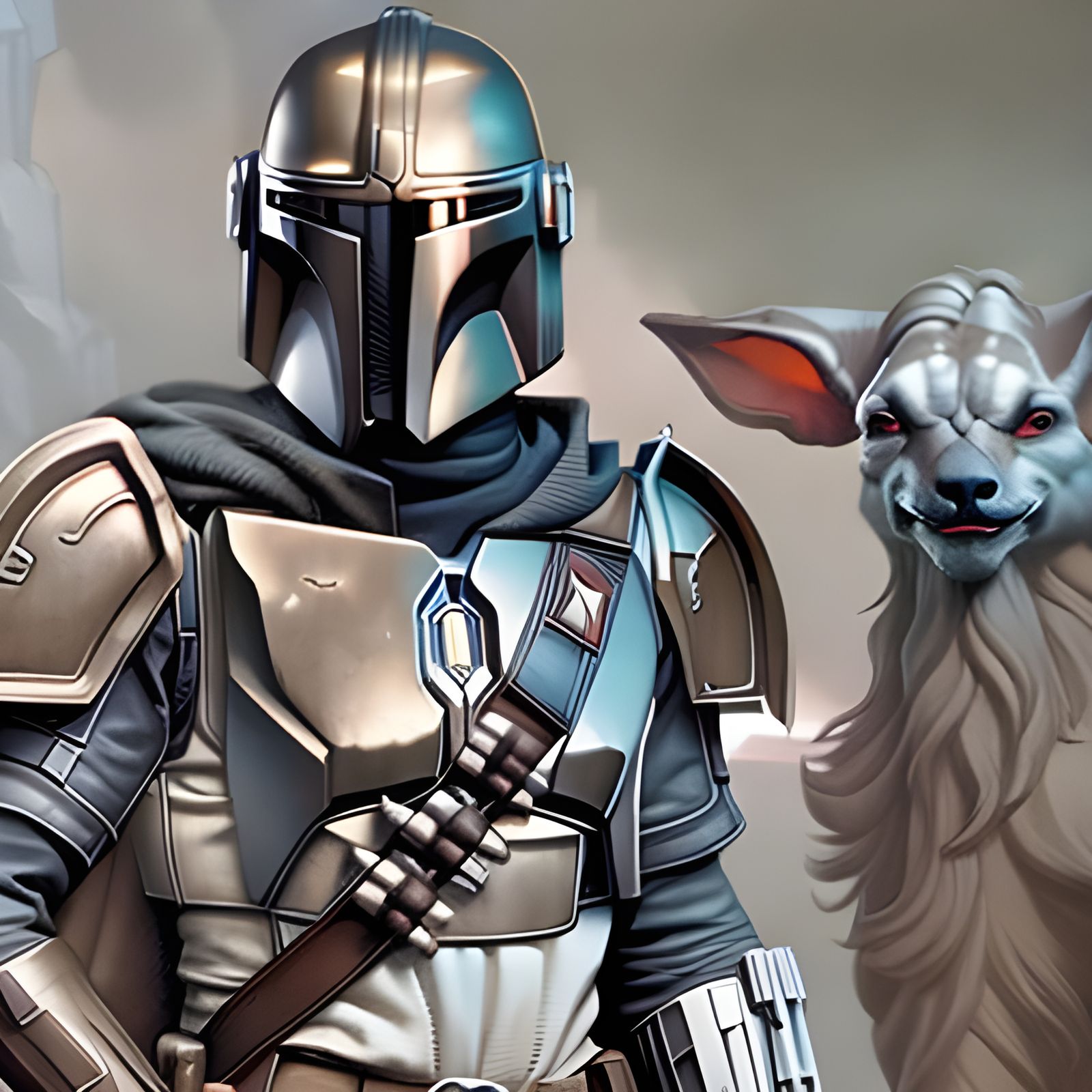 Mandalorian and Delorean in Rococo Style