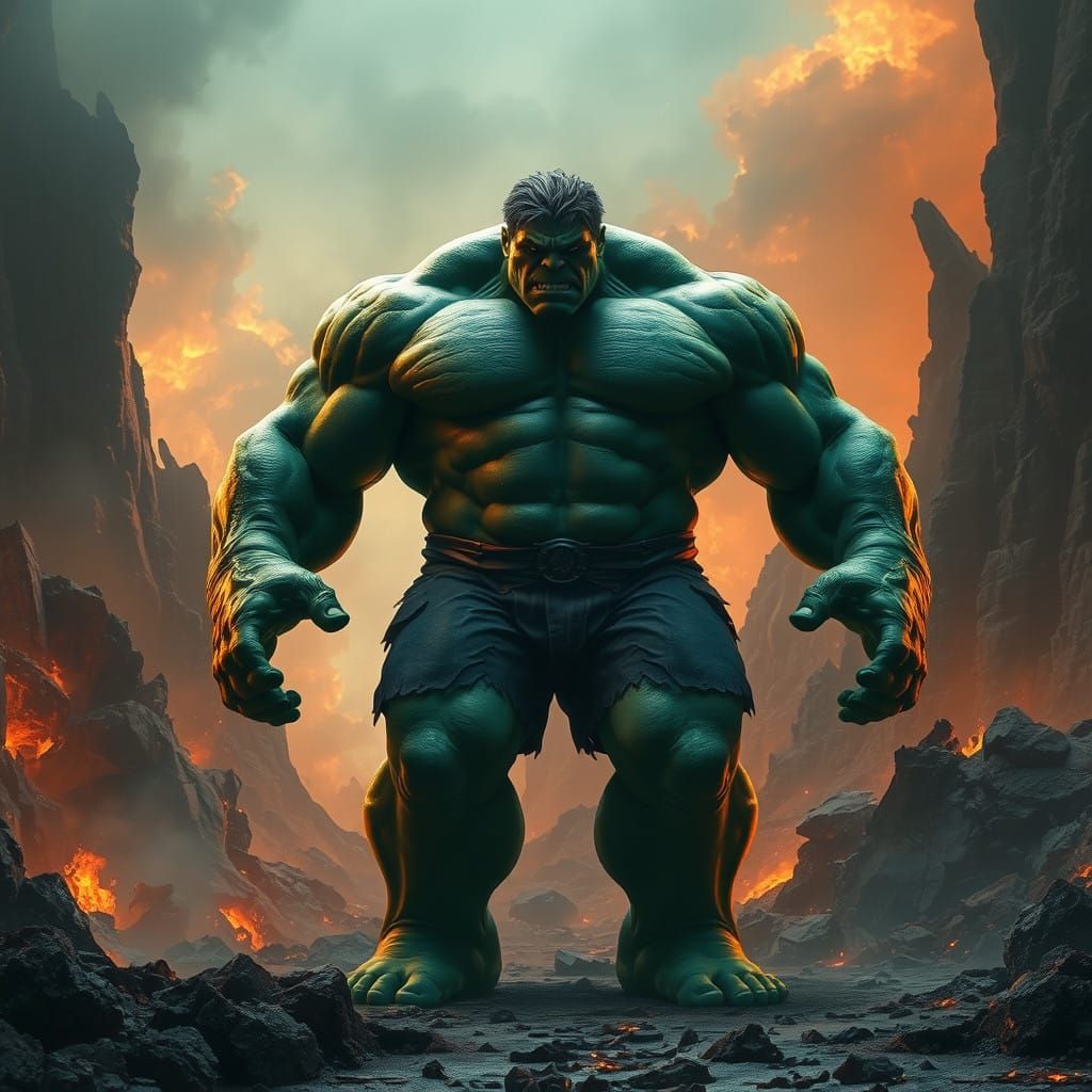 Heroic Hulk Dominates a Fantastical Landscape