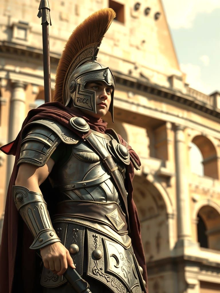 Roman Gladiator in Realistic Coliseum Setting
