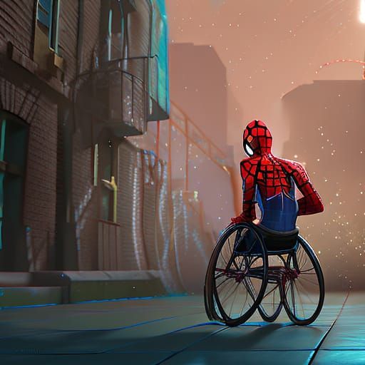 Spiderman in Wheelchair: Pixar-Style 3D Art