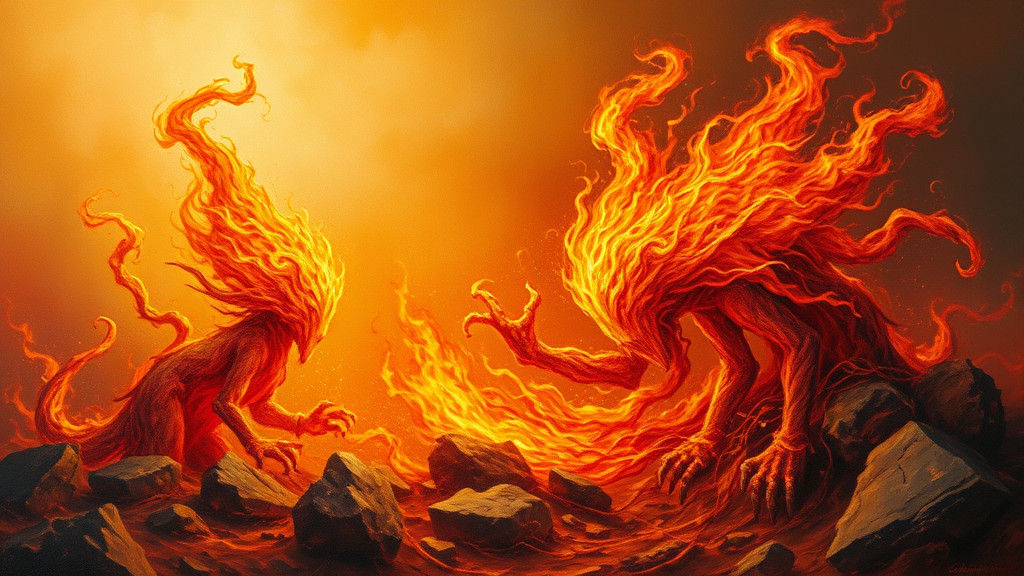 Fiery Entities in Dreamlike Imaginative Realism