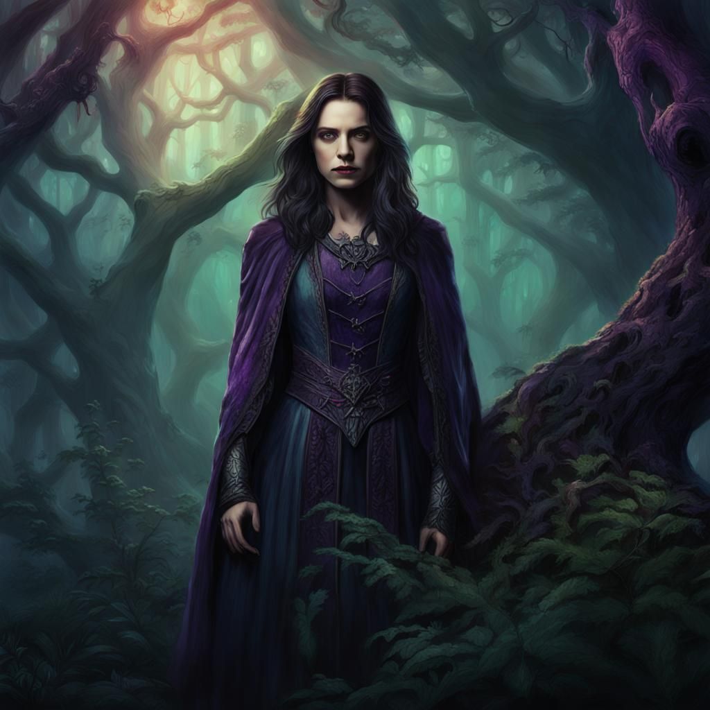 Brunette Vampire in Mystical Forest Concept Art