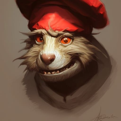 Kobold with Red Cap, Detailed Fantasy Portrait