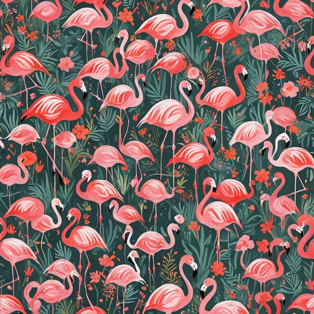 Flamingo Girls Birthday Party in Abstract Art Style